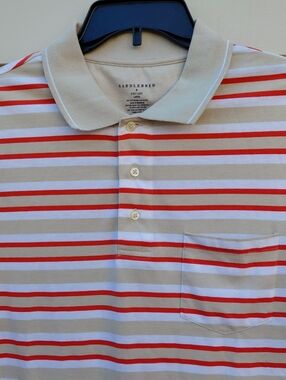 SADDLEBRED  Men’s Short Sleeve Striped  Polo Shirt Size Large